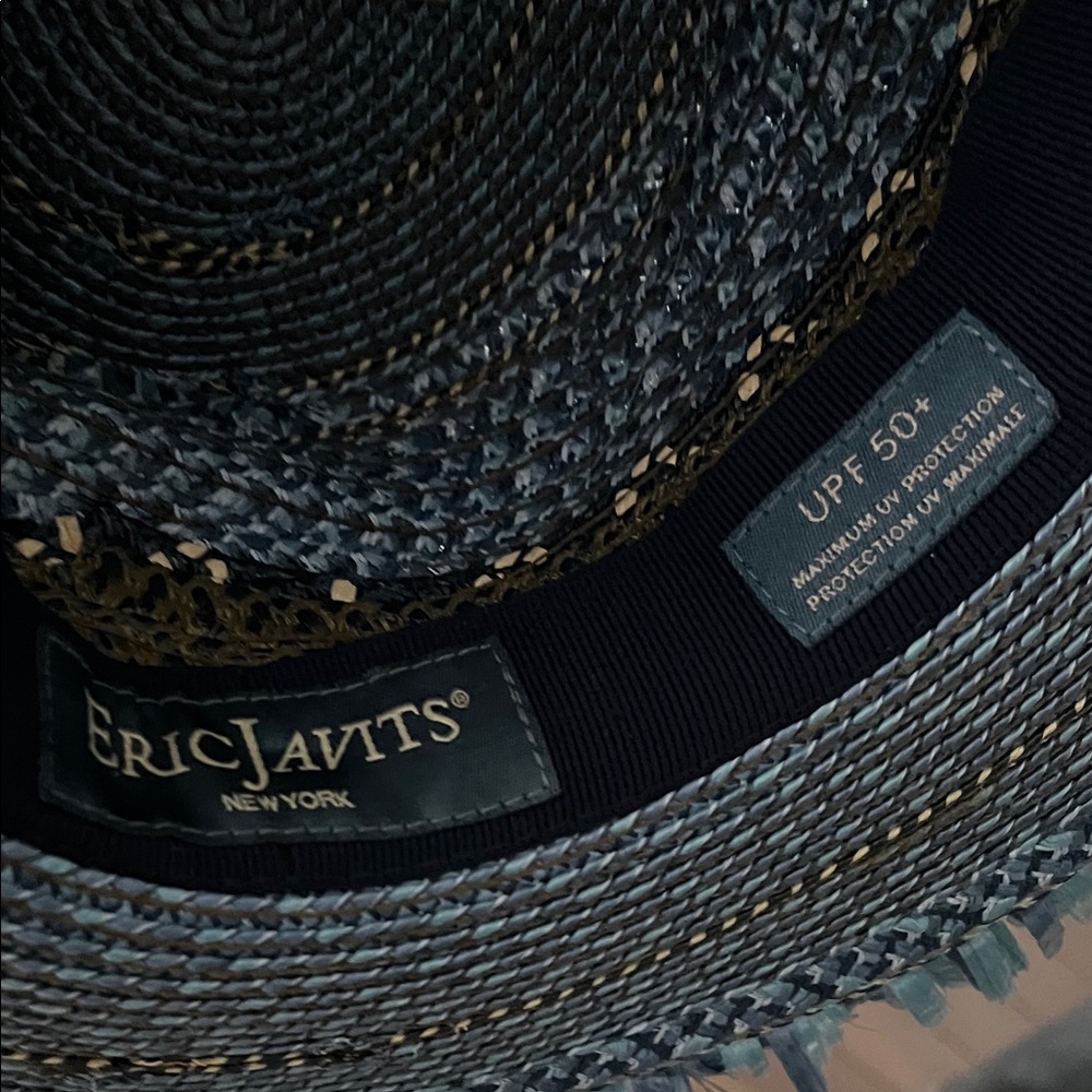 Eric Javits Blue and Brown Fringed Hat - Picture 3 of 4